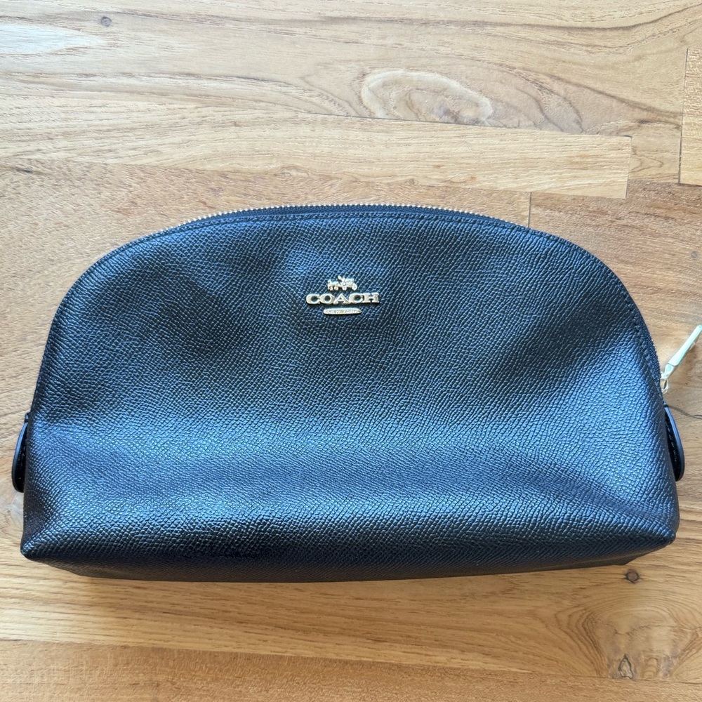 Coach Black Leather Cosmetic Bag